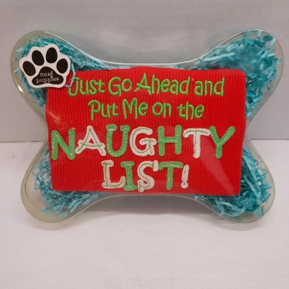 Naughty List Dog T-Shirt - For Dogs 8 to 14 Pounds - Size S - By Mud Puppies.